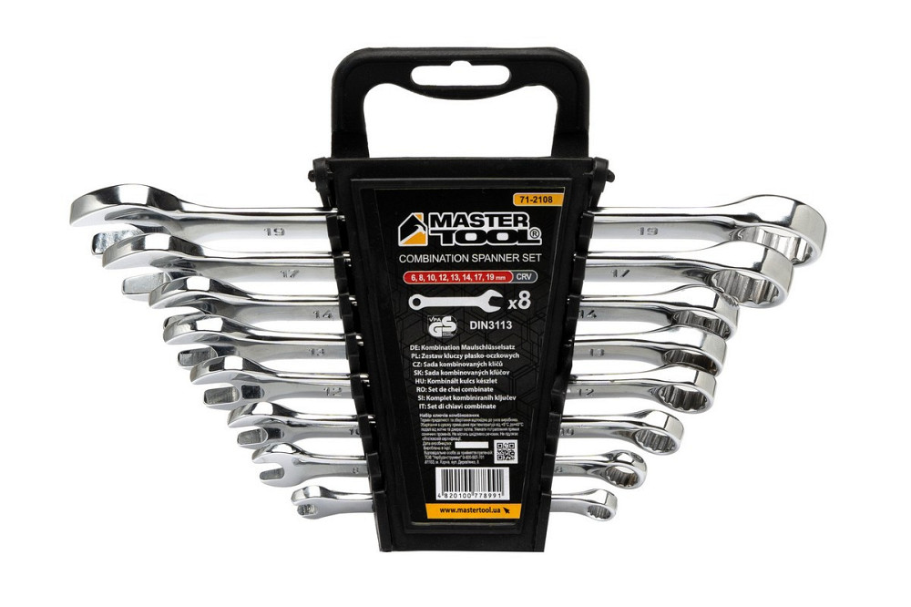 Ключи комбинированные MASTERTOOL набор 8 шт (6, 8, 10, 12, 13, 14, 17, 19 мм) CrV SATIN FINISH DIN31 Харьков - изображение 5