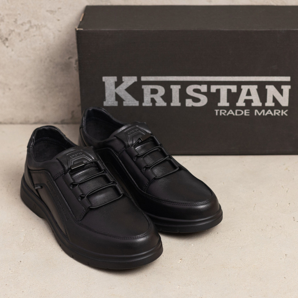 Мужские кожаные туфли Kristan black Київ - зображення 5
