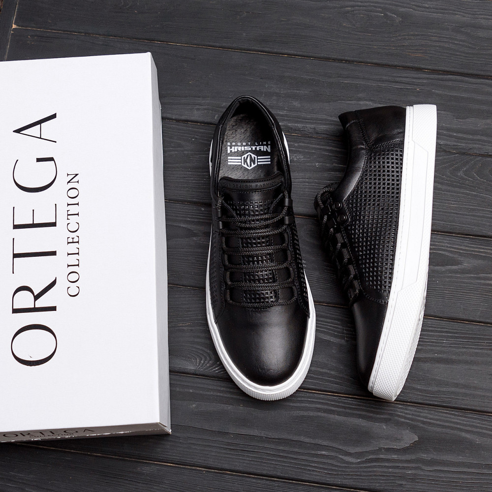 Мужские летние кожаные кеды Kristan перфорация Київ - зображення 5