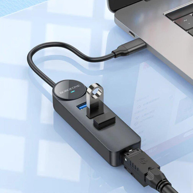 Переходник Borofone DH6 Erudite 4in1 Gigabit Ethernet (Type-C to USB3.0*3+RJ45) (0.2m) Херсон - изображение 4