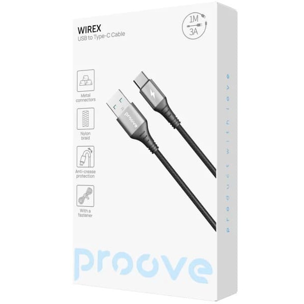 Кабель Proove WireX USB to Type-C 3A 1m Black (CCWX15001201) Харків - зображення 2