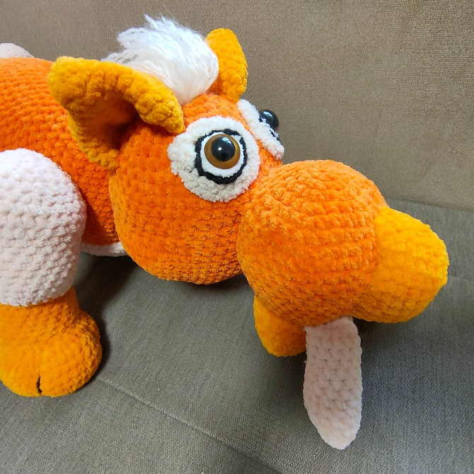 Іграшка тигр велика в'язана м'яка дитяча ручна робота Нововолинськ - зображення 3