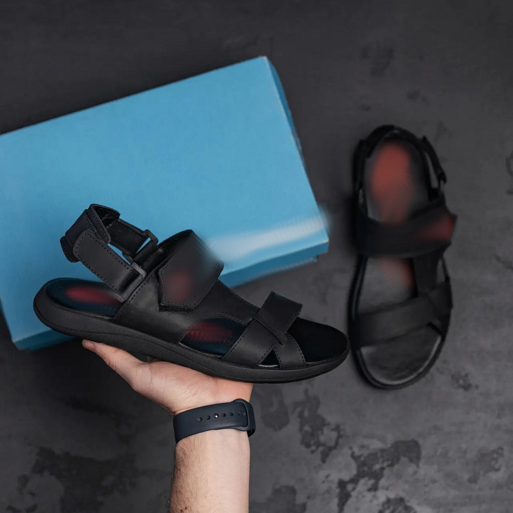 Мужские кожаные сандалии  Black Leather Київ - зображення 12