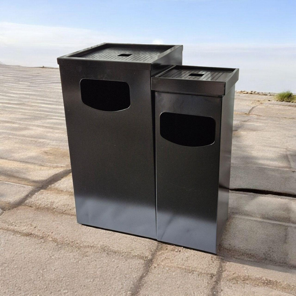 Урна-пепельница, квадратная, металл окрашенный 90 л, черная (0292B) Киев - изображение 4