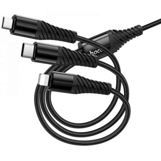 Кабель Hoco X123 3-in-1 Type-C to Type-C+MicroUSB+Lightnong 2A 1m Black Харків