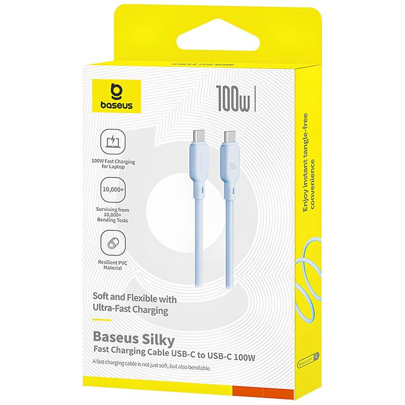 Дата кабель Baseus Silky Series OS Fast Charging Type-C to Type-C 100W (1m) (P10377704) Херсон - зображення 4