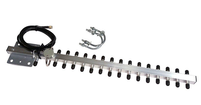 Антенна Yagi 3900-4150/5050-5450/5600-6300 МГц, 16 dBi, до 25 Вт, кабель 1,5 м, RP SMA-male (10989) Дніпро - photo 1