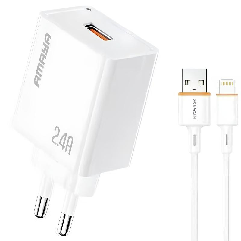 СЗУ Amaya E79D 2.4A (1USB-A) + кабель USB to Lightning Херсон - зображення 1
