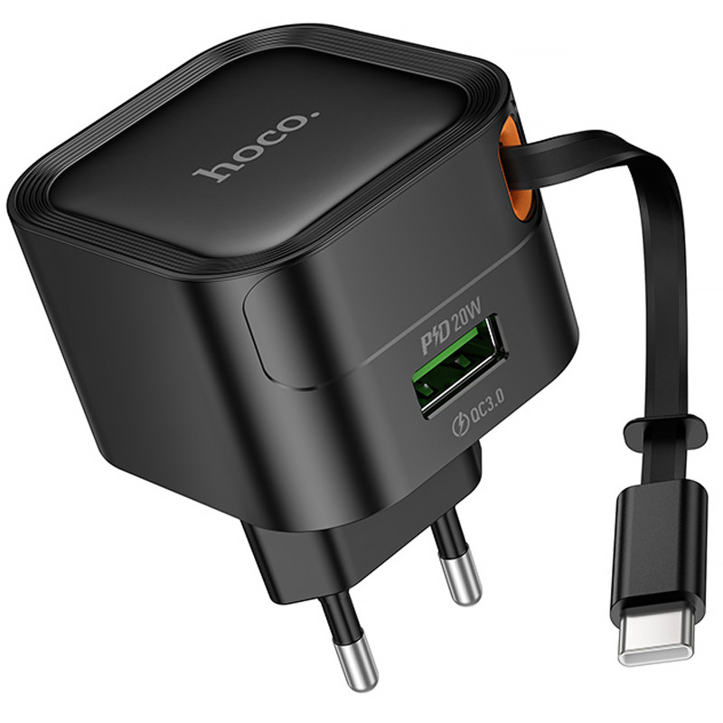 Уценка СЗУ Hoco C154A Changer With Retractable Cable Type-C PD20W+QC3.0 (1USB-C) Херсон - изображение 1