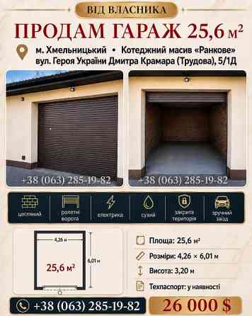 Продам гараж 25,6 м² Хмельницький