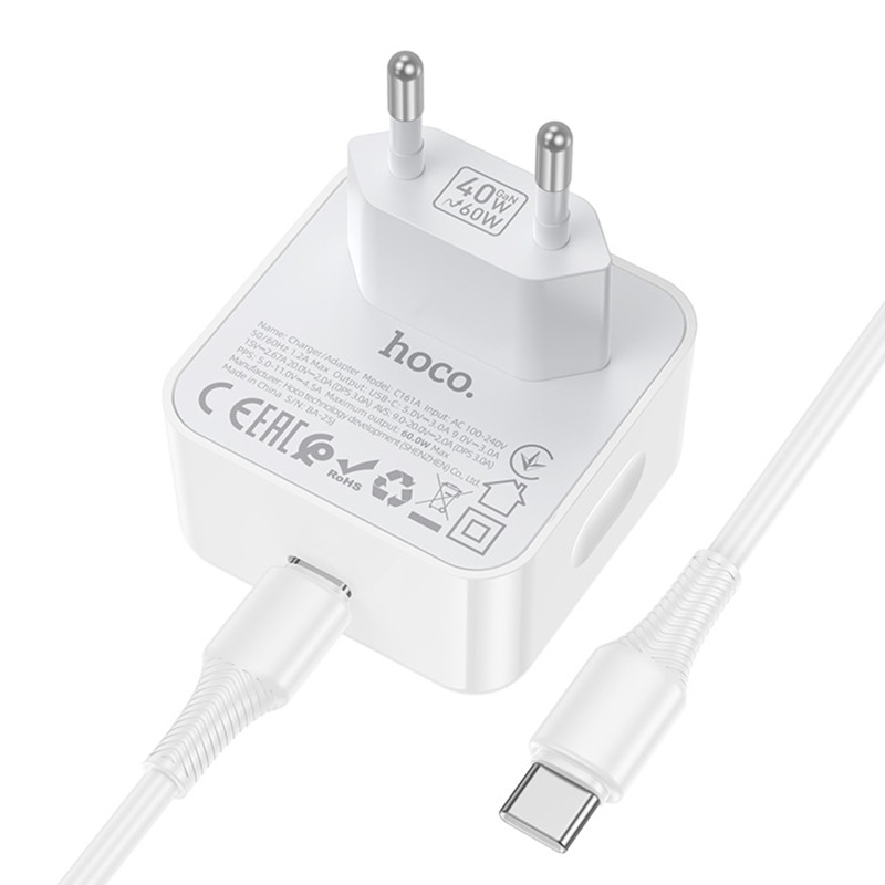 СЗУ Hoco C161A Speed PD40W (1USB-C) + кабель Type-C to Type-C Херсон - зображення 5