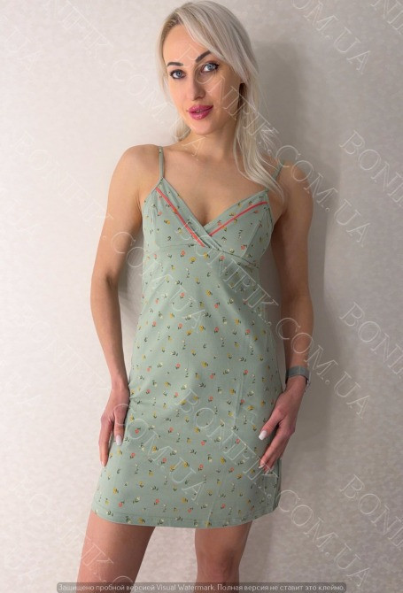 Женская ночная сорочка на тонких бретелях "Green Meadow" (арт. LDK 118/18/03) Кривий Ріг - зображення 1