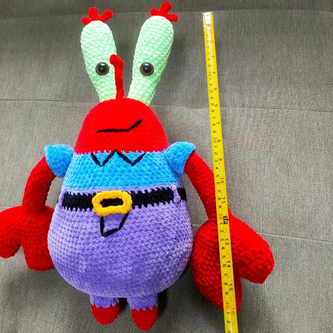 Містер Крабс 43см Губка Боб Квадратні Штани велика іграшка дитяча в'язана плюшева ручна робота Нововолинськ - зображення 2