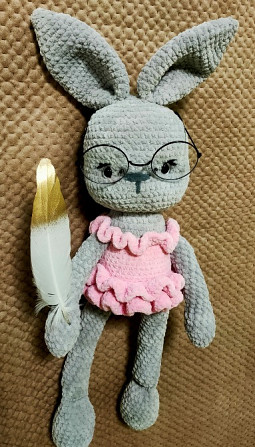 Зайка балеринка в'язана іграшка сіра дитяча м'яка сувенір подарунок hand made Нововолинськ - зображення 5