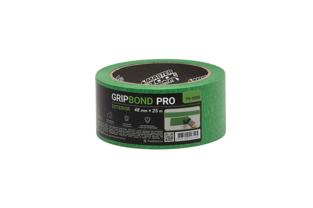 Лента малярная для грубых работ MASTERTOOL GripBond Pro Exterior 48 мм×25 м зеленая 79-9888 Харків - зображення 2