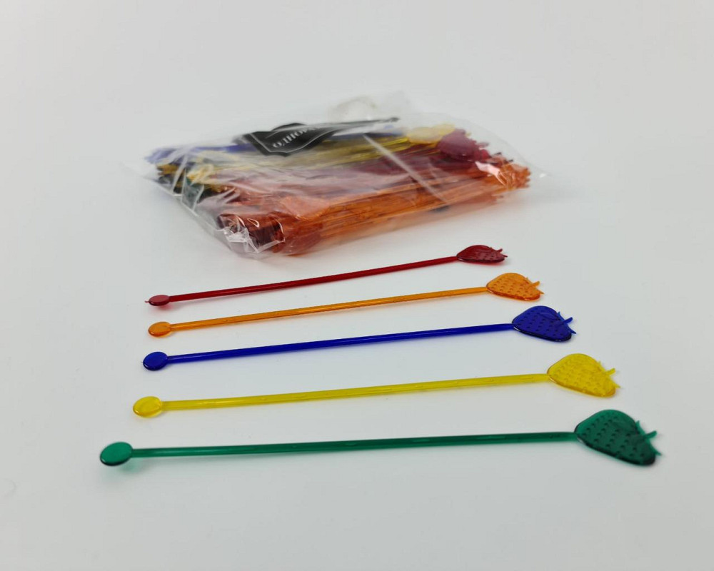 Мешалка пластиковая для коктейля "Клубника" 18,8 (100шт)  (1 пач) Харьков - изображение 2