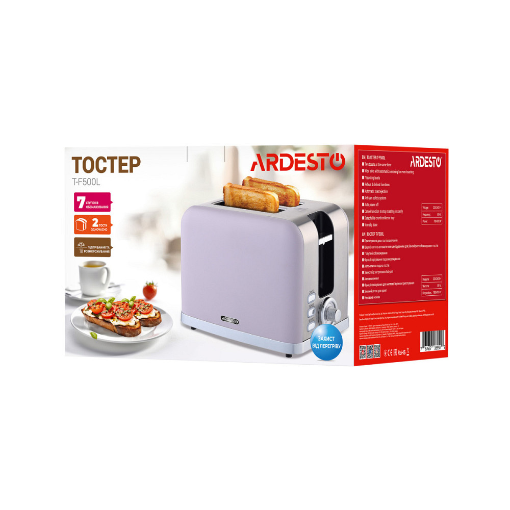 Тостер Ardesto T-F500L 930 Вт лиловый Київ - зображення 5