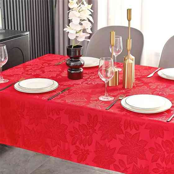 Жаккардовая скатерть Leeseph Рождественник 130х180см красная Одесса