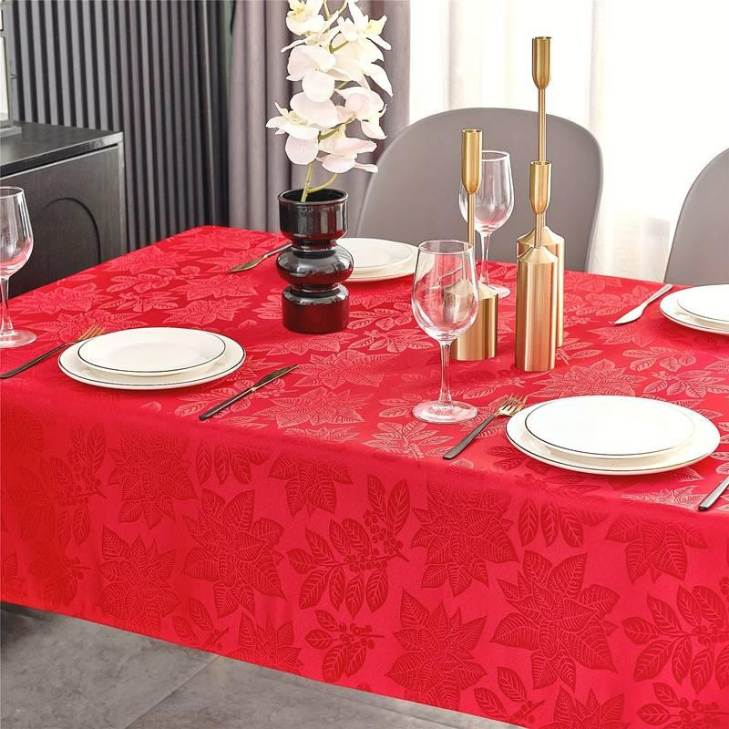 Жаккардовая скатерть Leeseph Рождественник 130х180см красная Одесса - изображение 3