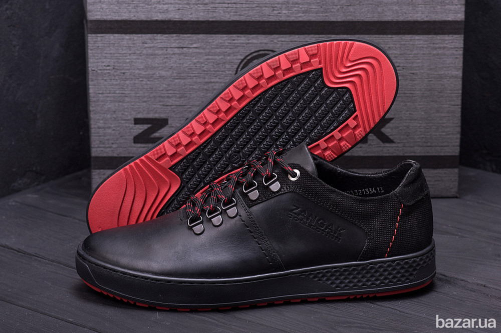 Мужские кожаные кеды ZG Aircross Black and Red Київ - зображення 8