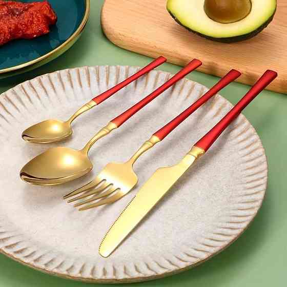 Набор столовых приборов Leeseph 20 предметов 5 персон красный Mv053 Одеса