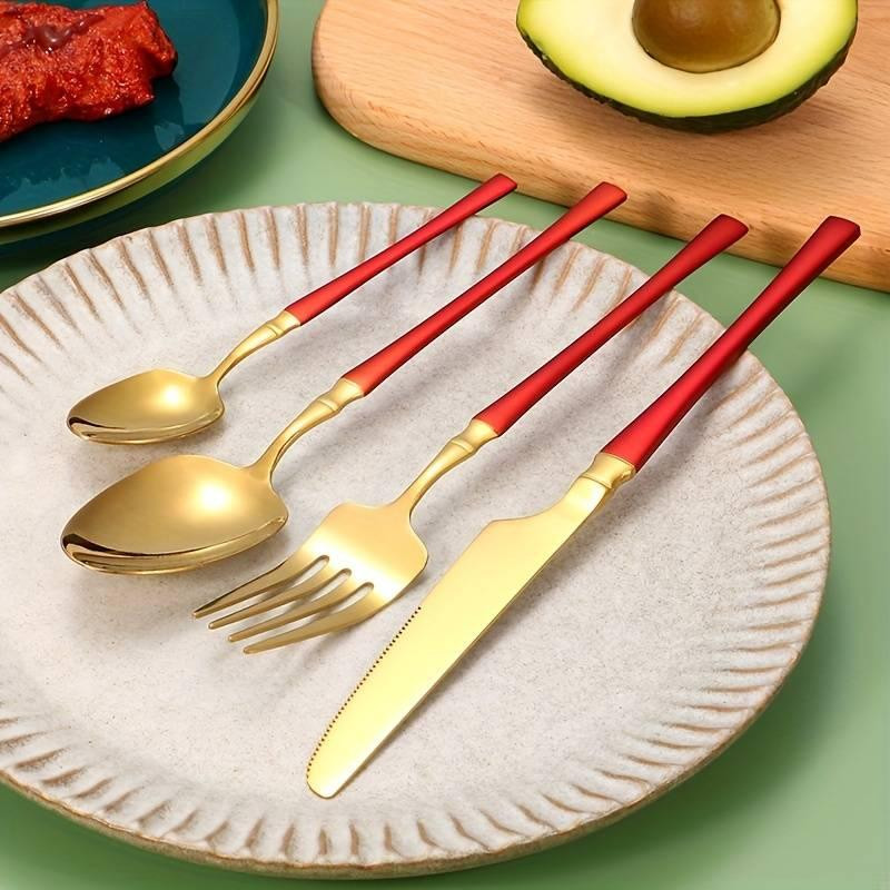 Набор столовых приборов Leeseph 20 предметов 5 персон красный Mv053 Одеса - зображення 2