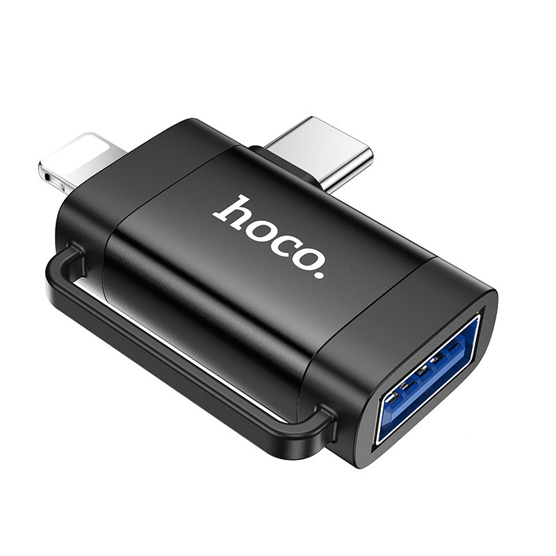 Переходник Hoco UA31F OTG 2in1 Lightning male/Type-C male to USB female Херсон - зображення 2