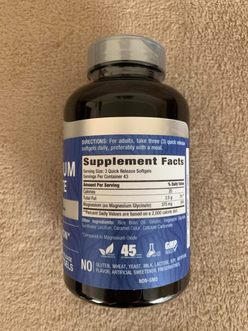 Магнію гліцинат 375 мг порції 130 гелевих капсул США. Тернополь - изображение 2