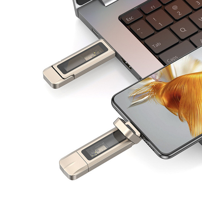 Флеш накопитель USAMS US-ZB276 USB3.2+Type-C GEN1 Dual Ports Aluminum Alloy 5G Flash Drive 512Gb Херсон - изображение 2