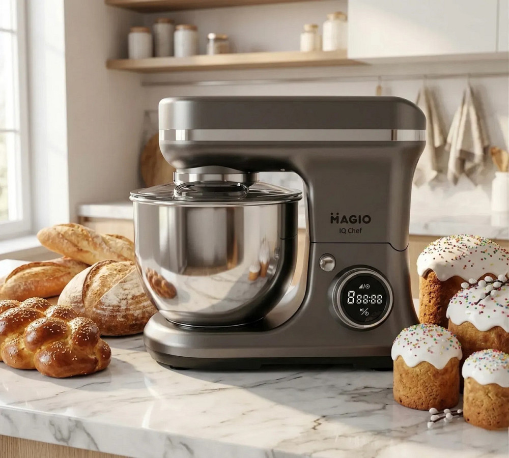 Миксер планетарный Magio IQ Chef Titanium MG-233 5.5 л 3600 Вт серебристый Київ - зображення 3