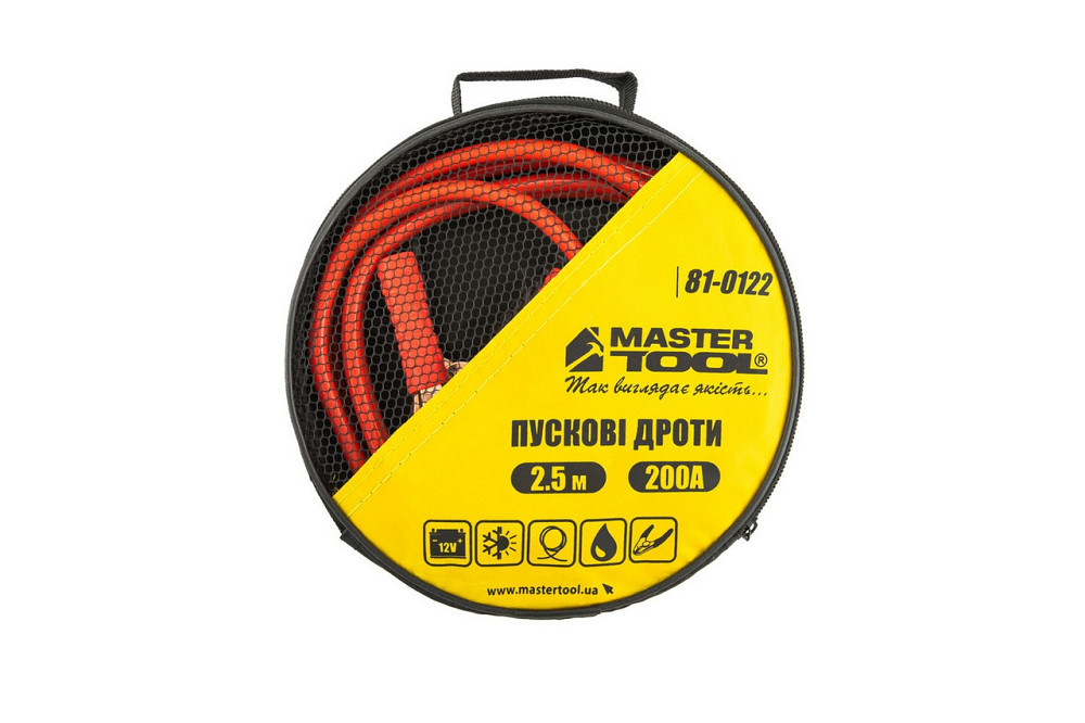 Провода пусковые MASTERTOOL 200А/12V 2.5 м t до -40°C сумка для хранения 81-0122 Харків - зображення 4