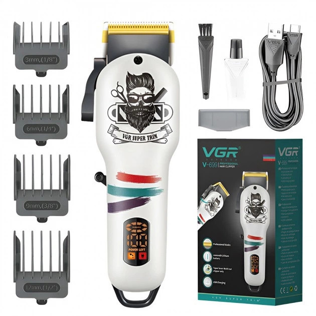 Машинка для стрижки аккумуляторная VGR V-699 WHITE 5 Вт белая Киев - изображение 1