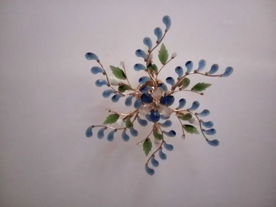 Люстра на 6 ламп, квітковий дизайн, кольорове скло Київ - зображення 3