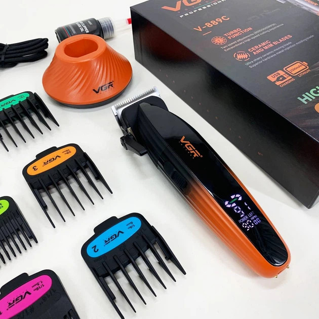 Машинка для стрижки аккумуляторная VGR V-889C оранжевая Киев - изображение 9