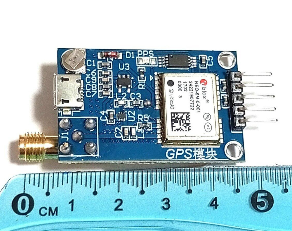Модуль GPS NEO-6M SMA, 3-5V со встроенной керамической антенной, интерфейс USB, RS232 TTL, REALPOY ( Днепр - изображение 2