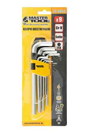 Ключи шестигранные MASTERTOOL CrV 1,5-10 мм 74/172 мм набор 9 шт 75-0956 Харьков