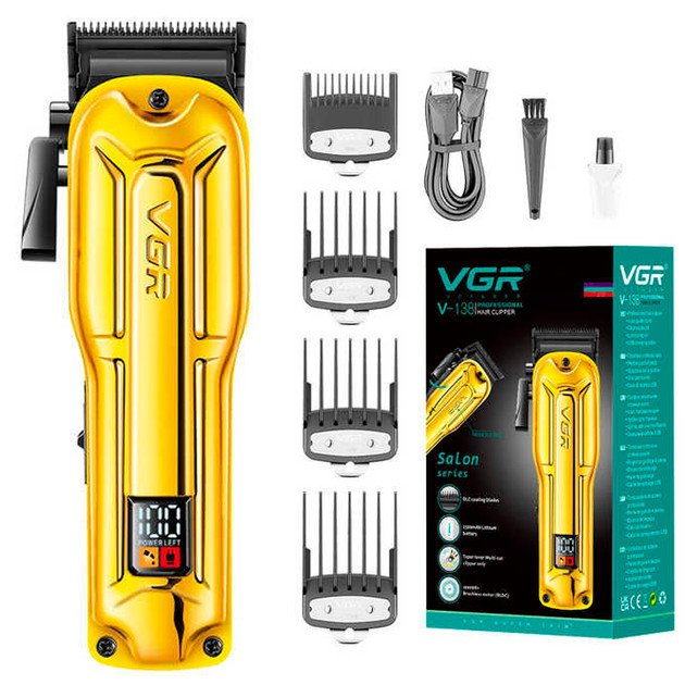 Машинка для стрижки аккумуляторная VGR V-138 GOLD 10 Вт золотистая Киев - изображение 1