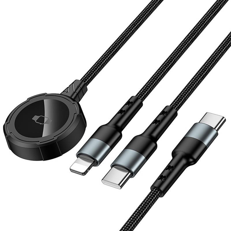 Дата кабель Hoco CW64 3in1 Type-C to iWatch/Lightning/Type-C 15W (1.2m) Херсон - изображение 4