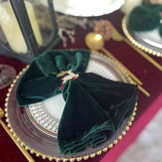 Салфетки бархатные Leeseph 45х45см зеленые 6 штук Одеса