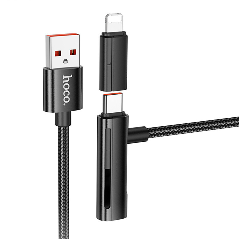 Дата кабель Hoco U135 Incredible 2in1 USB to Lightning/Type-C (1m) Херсон - зображення 1