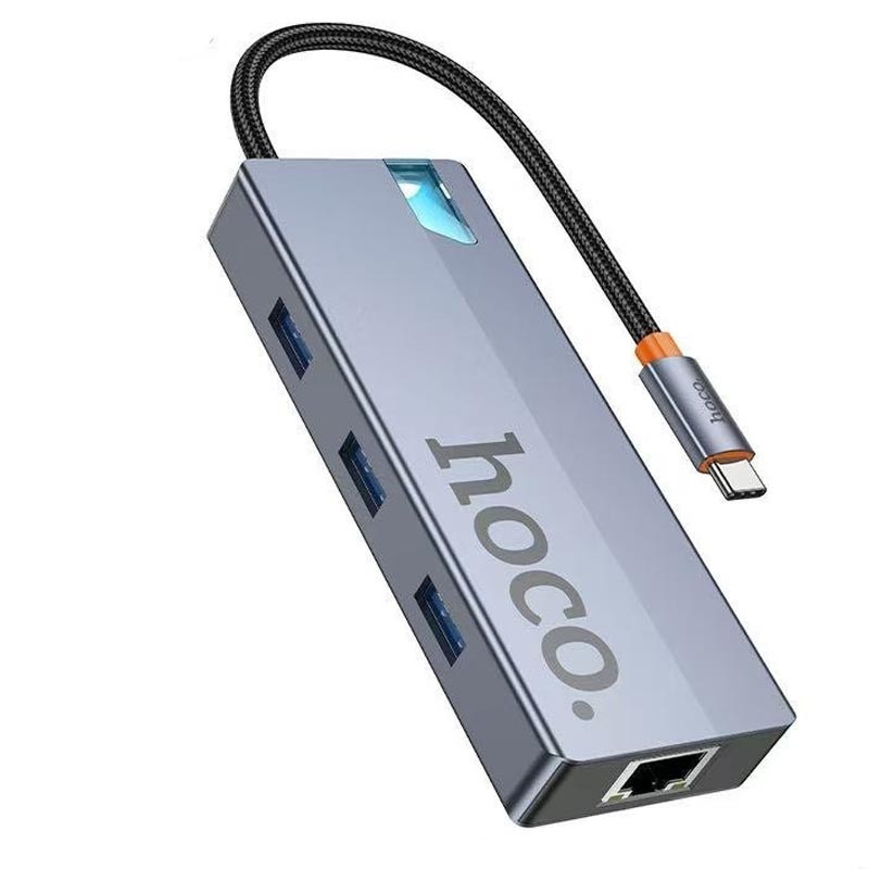 Переходник HUB Hoco HB51 Wow 6in1 (Type-C to HDTV+RJ45+PD+3xUSB3.0) Херсон - зображення 1
