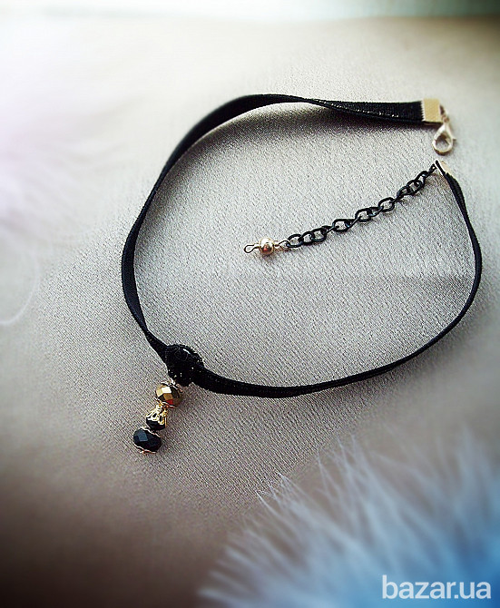 Ренесанс комплект прикраси чорний золотий чокер заколка бант та шпильки оксамит готика Луцк - изображение 3