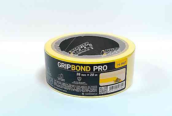 Лента малярная универсальная MASTERTOOL GripBond Pro 38 мм×20 м желтая 79-9927 Харьков