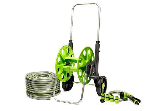 Катушка со шлангом MASTERTOOL ½" 50 м с телескопической ручкой на колесах 92-8800 Харків