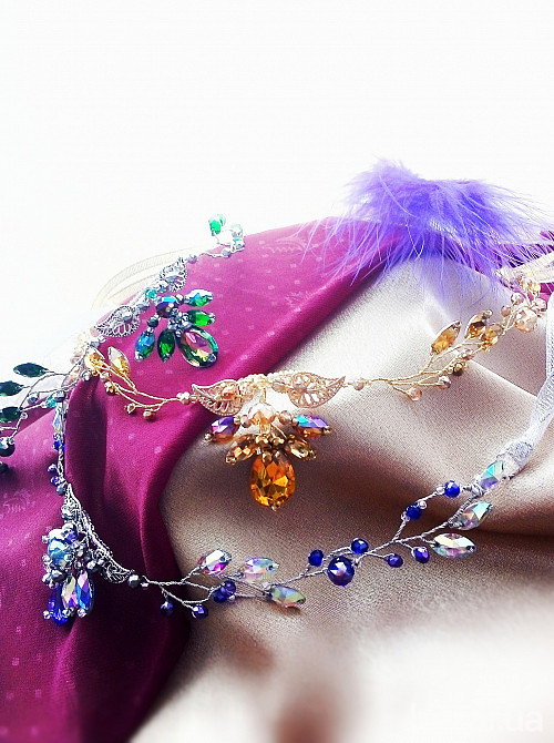 Эльфийская ветвь золотистый янтарный налобное украшение веночек ободок диадема эльф косплей аниме Луцк - изображение 4