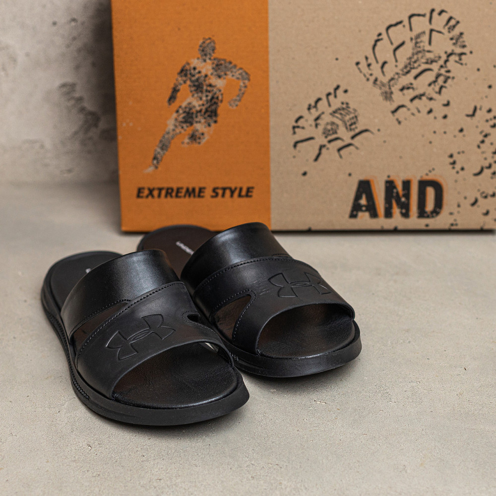 Мужские кожаные  летние шлепанцы-сланцы Under Armour Киев - изображение 6