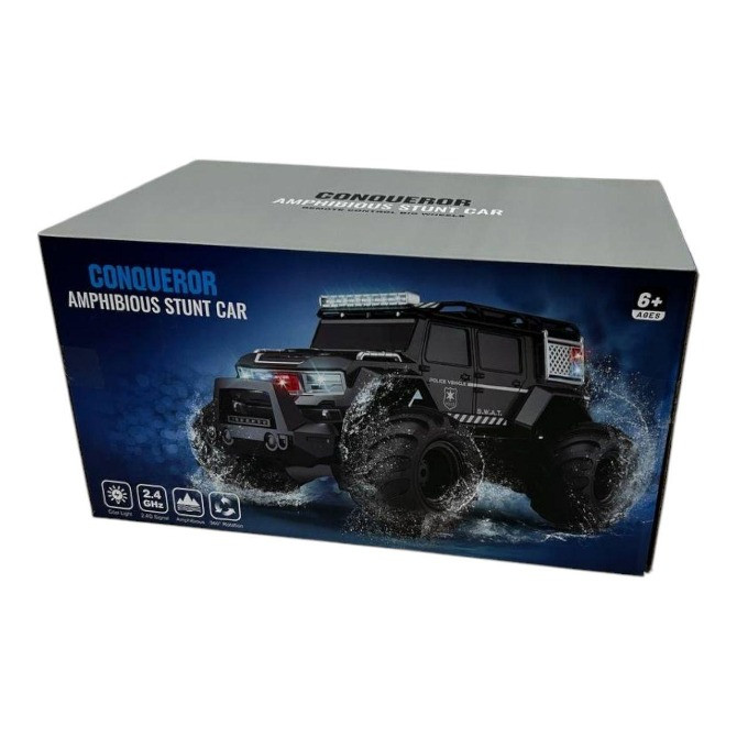 Машинка на пульті управління амфібія поліцейський джип зі фарами, що світяться Одесса - изображение 3