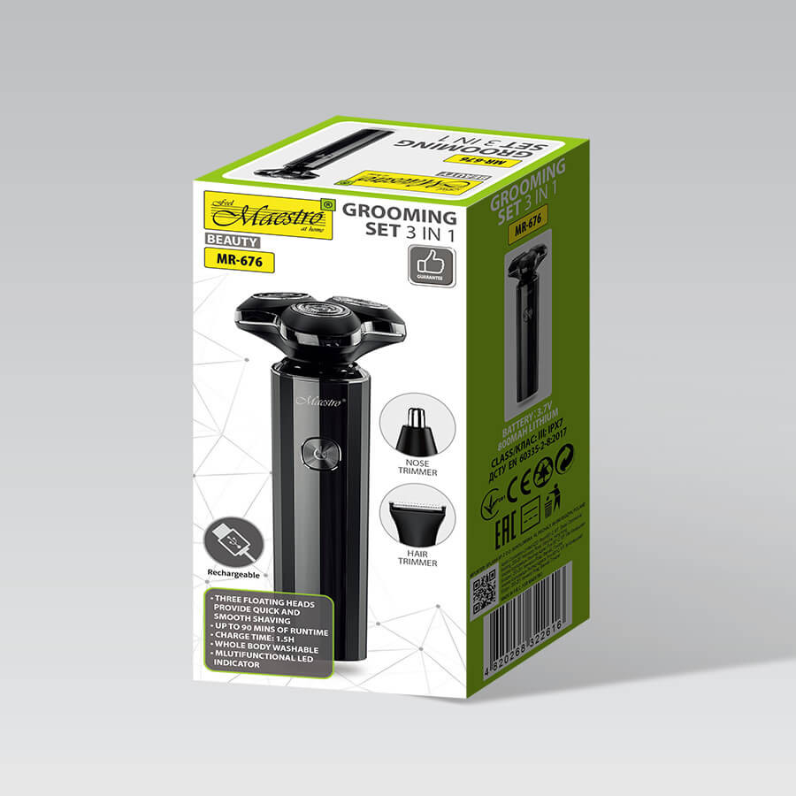 Электробритва в наборе 3 в 1 Maestro MR-676 черный Київ - зображення 4