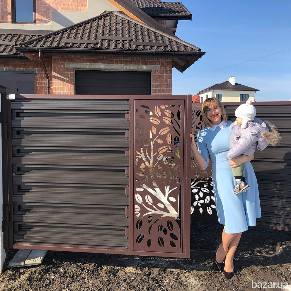Ворота і калітка ноу-хау. Ворота з малюнком кавового дерева Черкаси - зображення 3