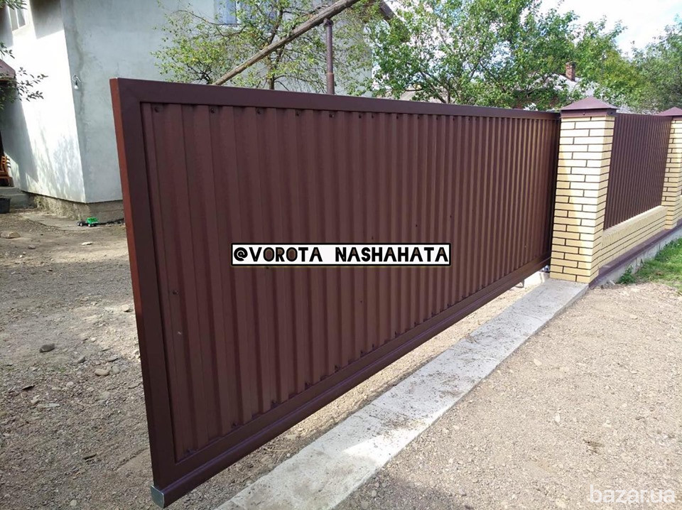 Відкатні ворота з профнастилу Ивано-Франковск - изображение 1